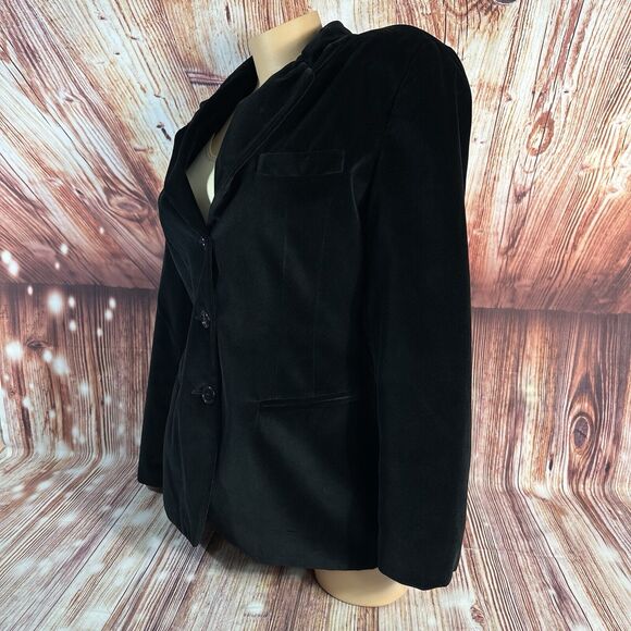 Vintage Liz Sport Size 8 Black Velvet Blazer Suit Coat Jacket Whimsigoth Witchy - Picture 4 of 10